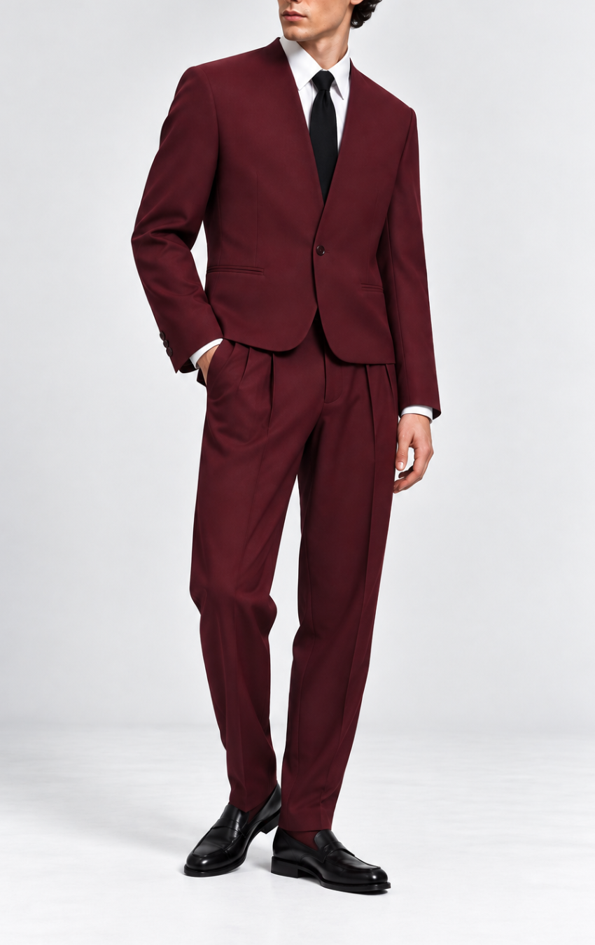 Abito Collarless AI Bordeaux