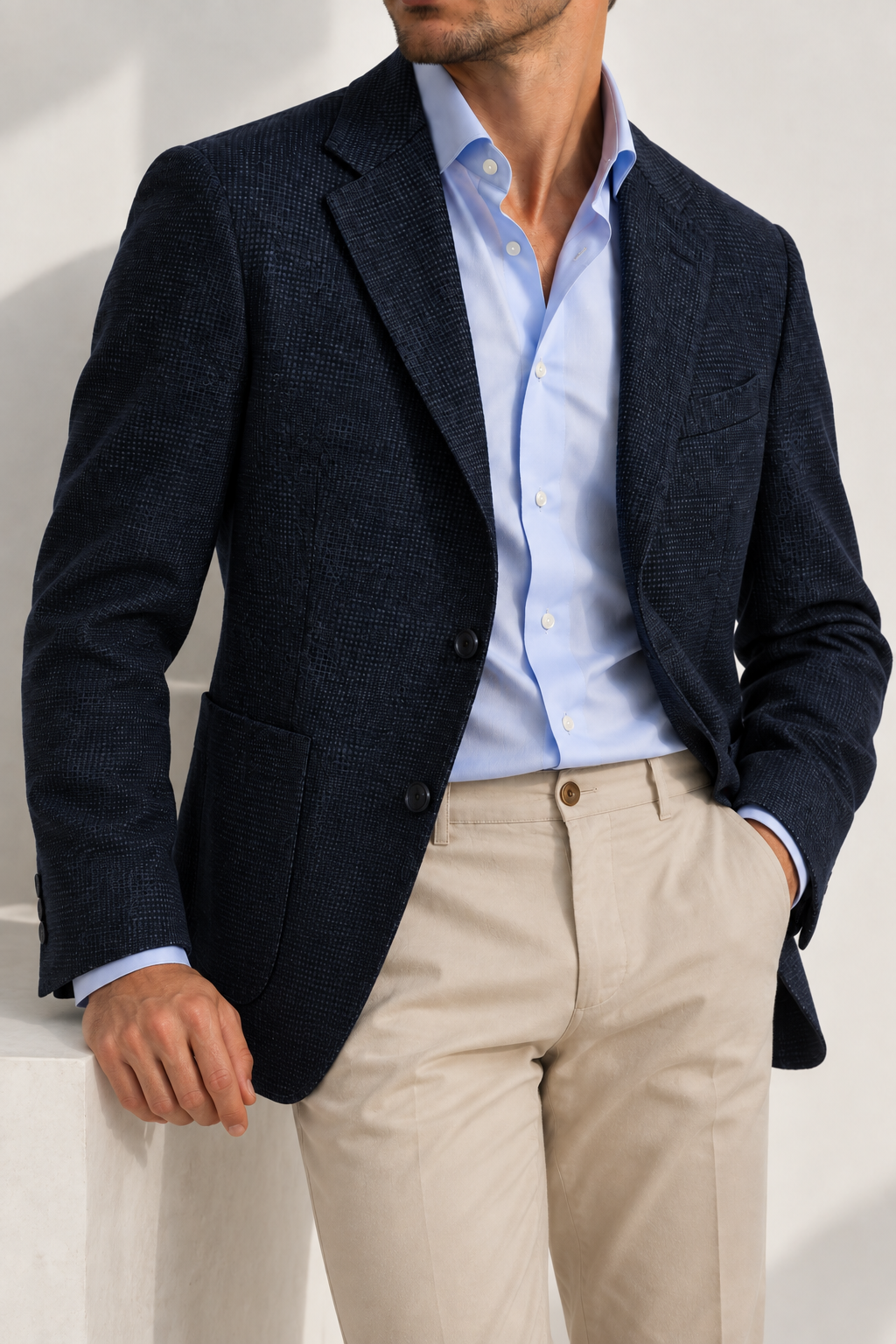 Giacca Micro Check blu