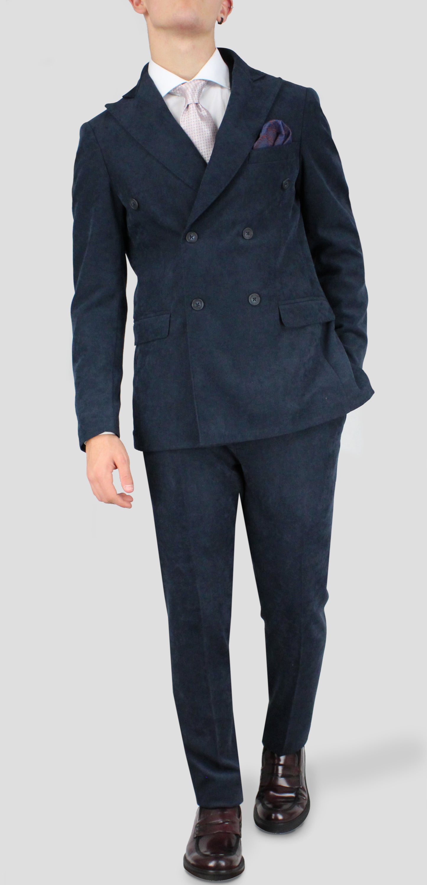 Completo velluto rasè Navy